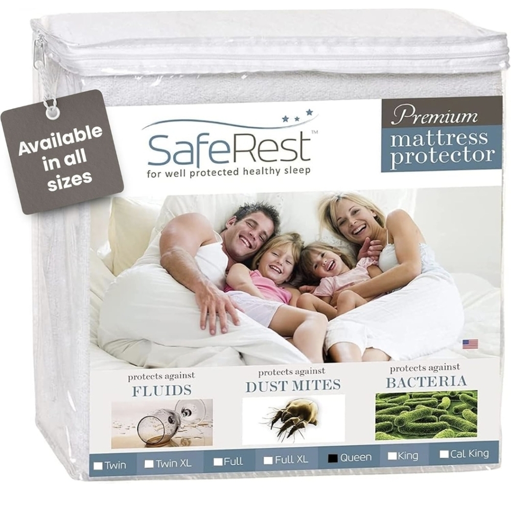 NWT SafeRest Cotton Mattress Protector, Queen Size